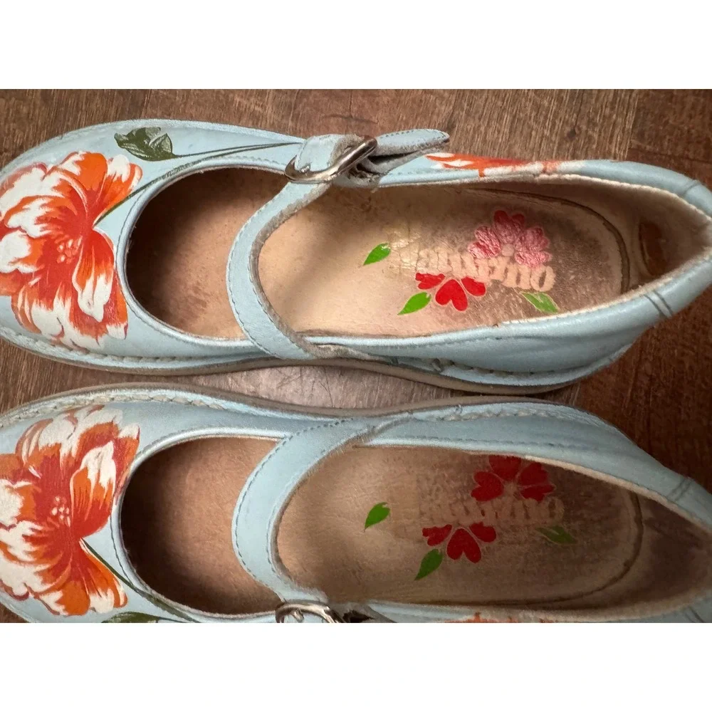 Vintage Y2K Naturino Floral Leather Mary Jane Shoes Girls EU 30